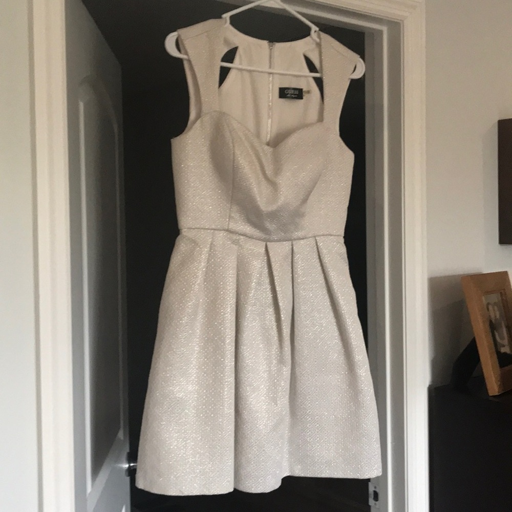 Fit and flare silver-white dress